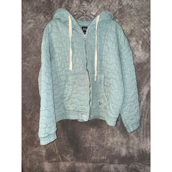 BDG Baby Blue Quilted Full Zip Hooded Sweater Women’s Small - Picture 1 of 8